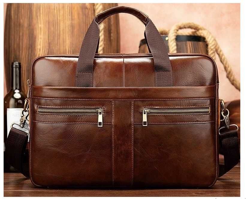 Skórzana męska retro torba biznesowa teczka na laptopa dokume ttst1548