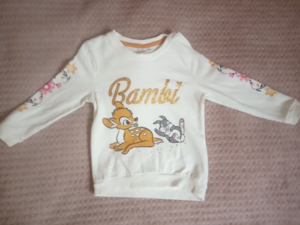 Koszulka Bluzka 98 Bambi kwiaty długi rękaw