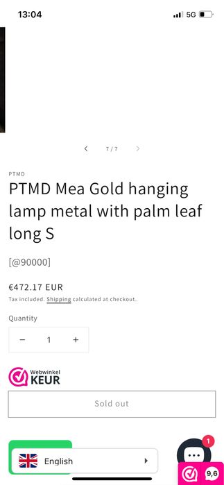 STUNNING Luxury palm leaf lamp by PTMD luxury living(handmade)