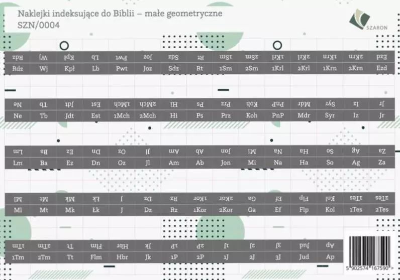 Naklejki indeksujące do Biblii - małe geometryczne. Szaron