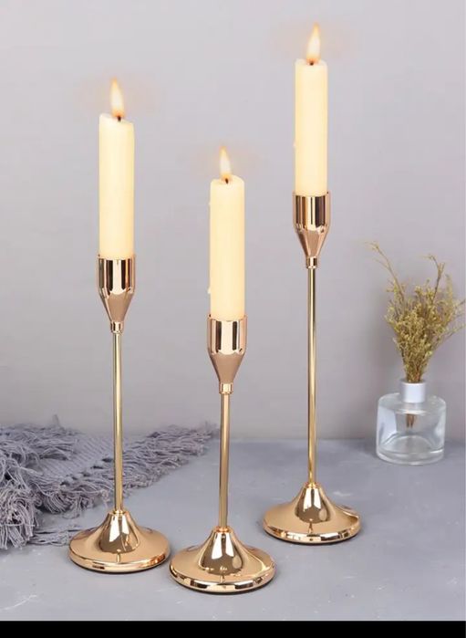 Підсвічники 3 шт золото