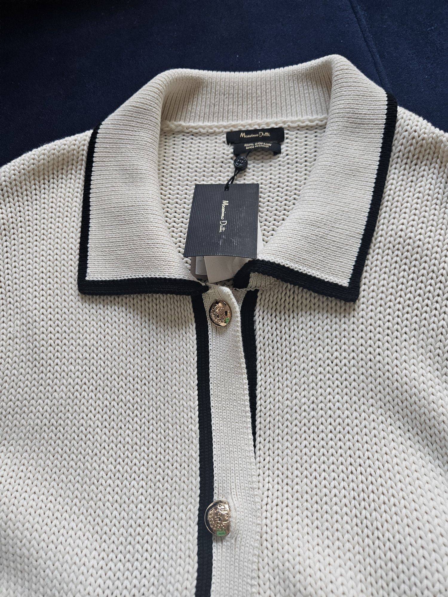 Massimo Dutti kardigan / żakiet w stylu Chanel – 100% bawełna, nowy z