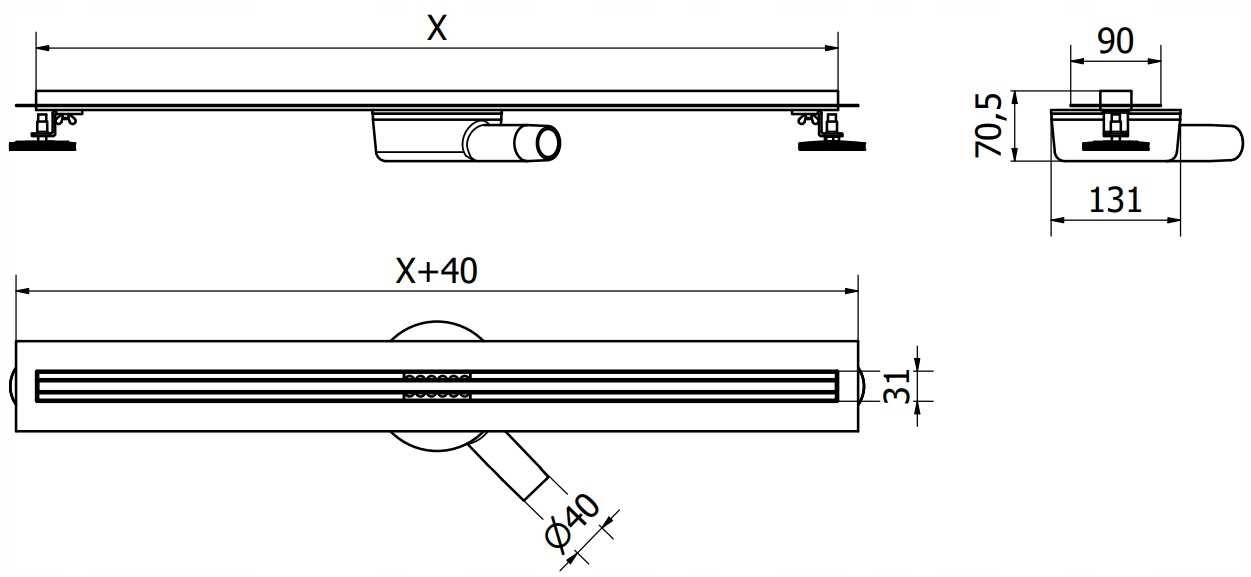 Odpływ liniowy obrotowy 120 cm, czarny. Mexen Flat 360 Slim