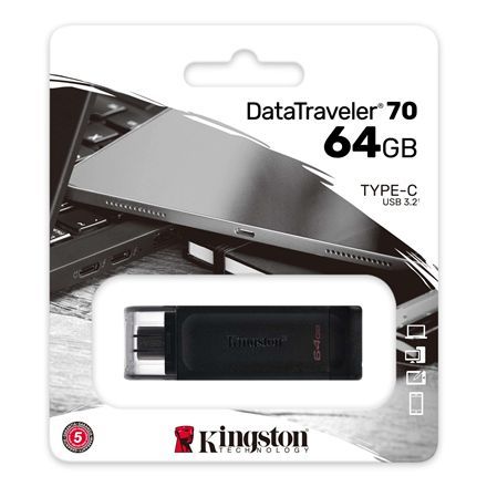 kingston | datatraveler 70 | 64 gb | usb-c | czarny