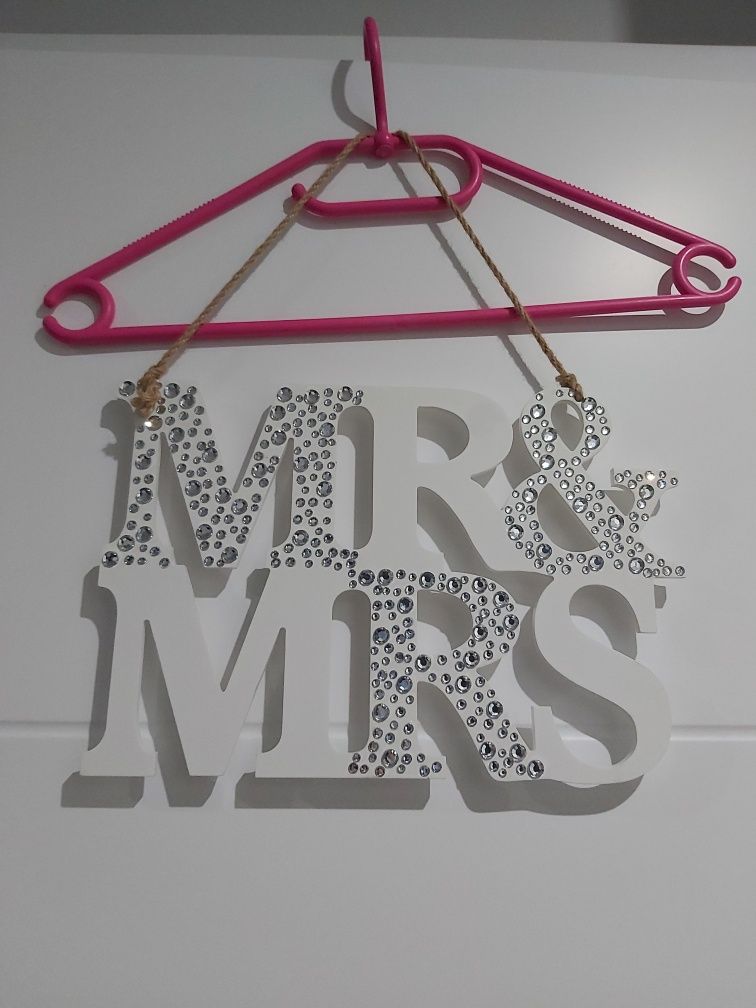 Piękna Zawieszka Napis MR&MRS z DIAMENTAMI z home and you NOWA