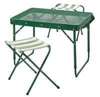 Zestaw ze stołem rozkładanym i krzesłami, zielony do ogrodu stołki