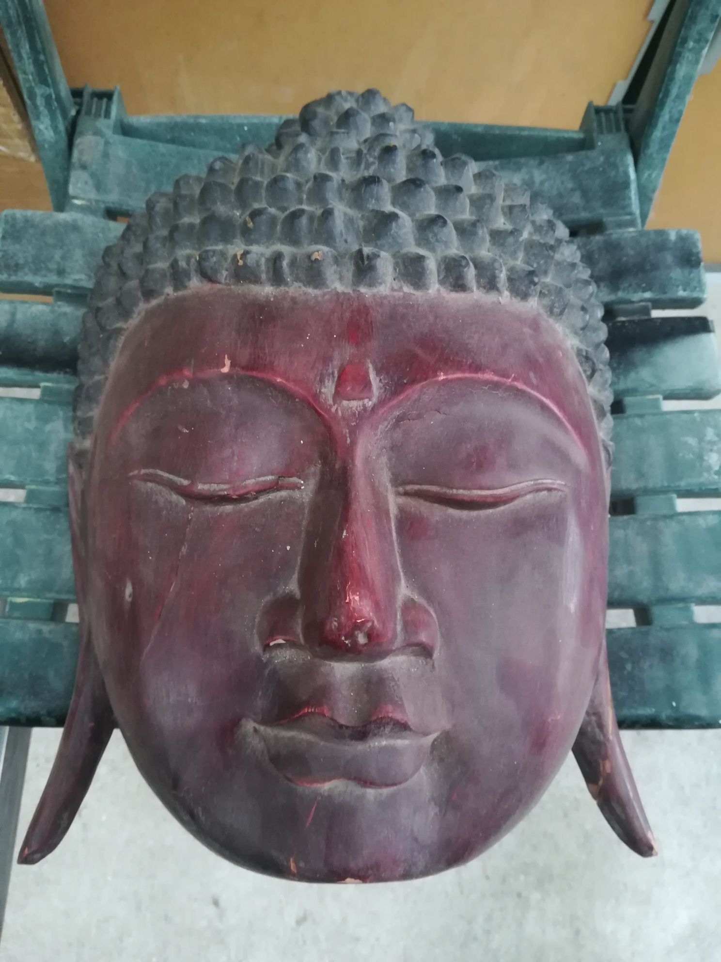 Máscara Budha em madeira