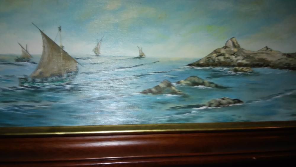 Pintura a oleo com moldura de Vila do Conde