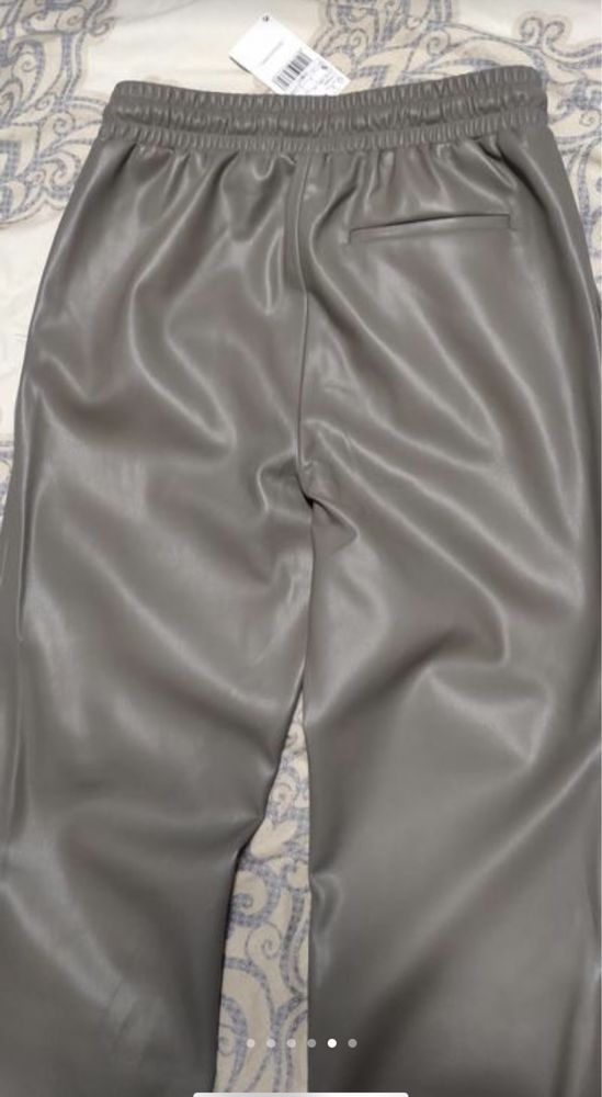 Шкіряні штани джогери зі шкірозамінника mango