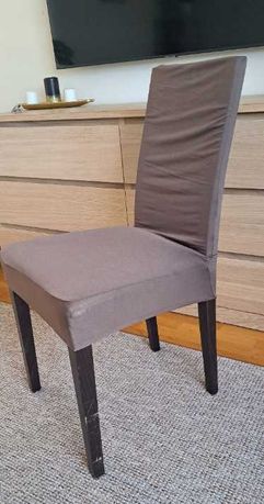 Gładkie elastyczne brązowe pokrowce na krzesła komplet 6 szt