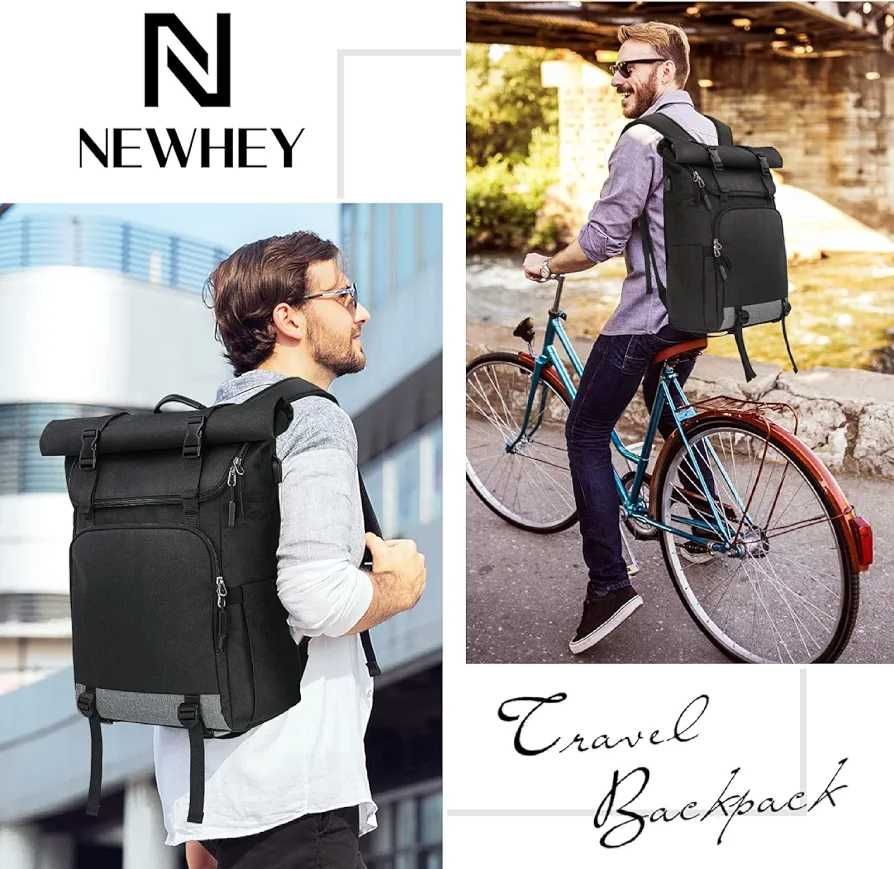 NEWHEY Rolltop plecak zwijany 17,3" na laptopa