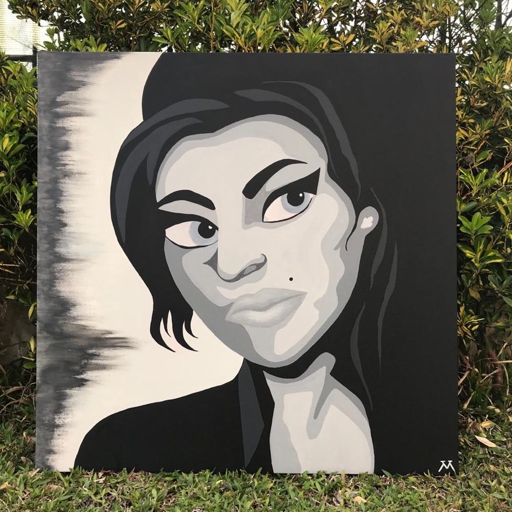 Quadro pintura “Back to Black” - Amy Winehouse | 100x100 cm