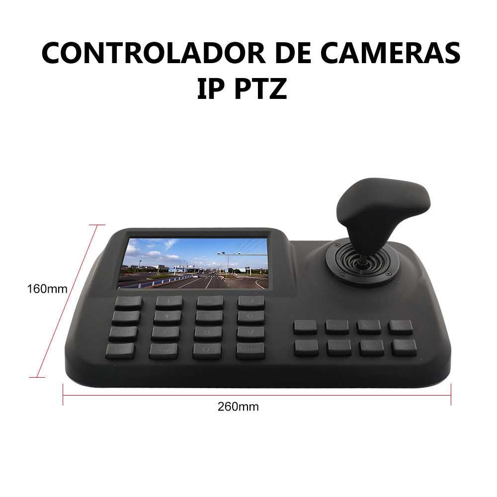 Teclado joystick controlador cameras PTZ IP rotativa monitor LCD NVR