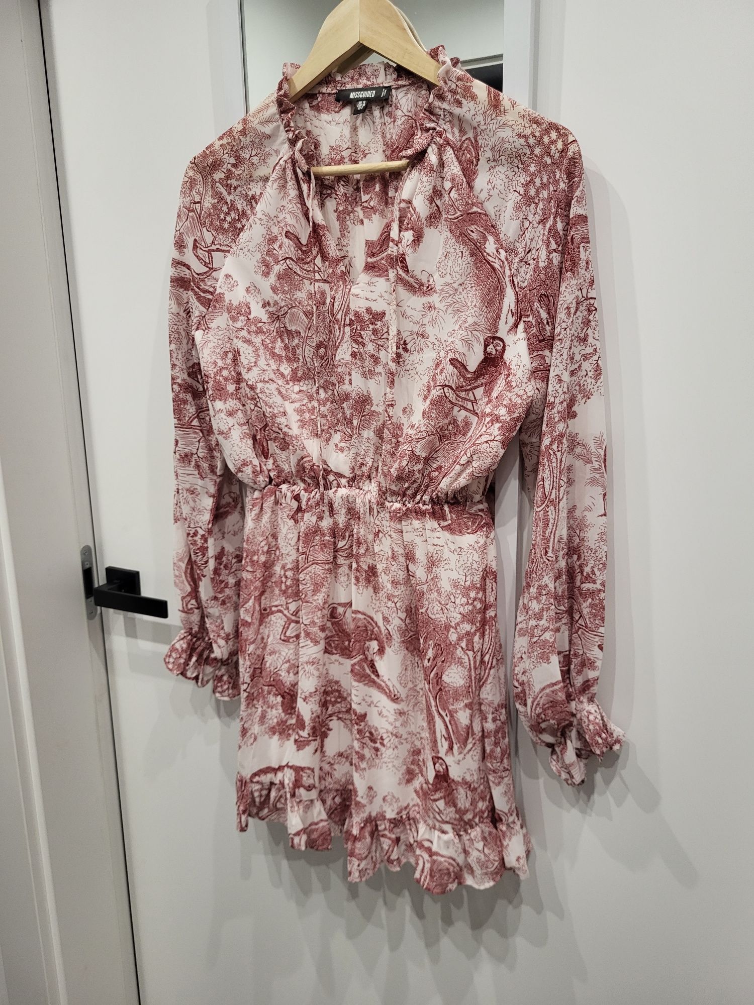 Sukienka S M missguided szyfonową lekka zara rozkloszowana mini