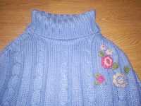 Xaile/Poncho com flores bordadas