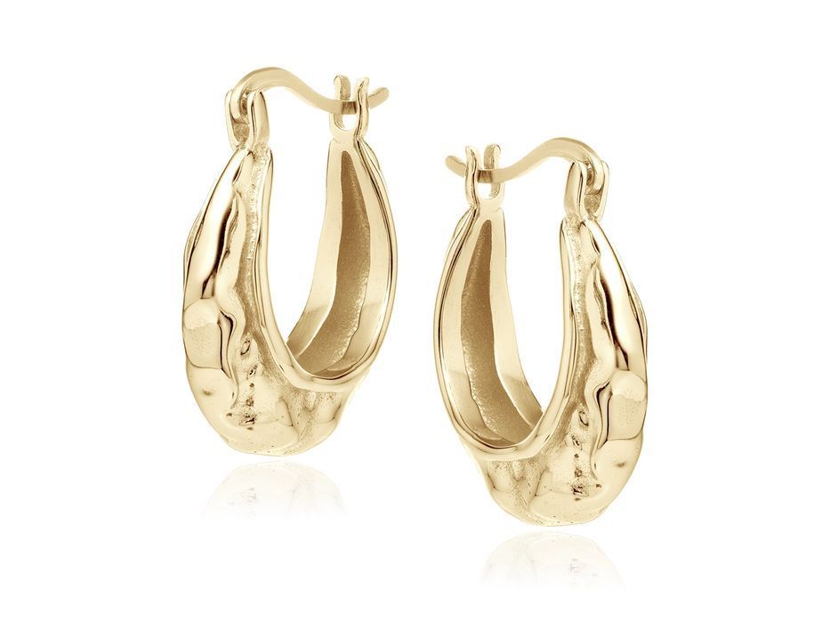 Pozłacane Srebrne Kolczyki Elipsy Rynienki Wyciskany Wzór Z2059Deg