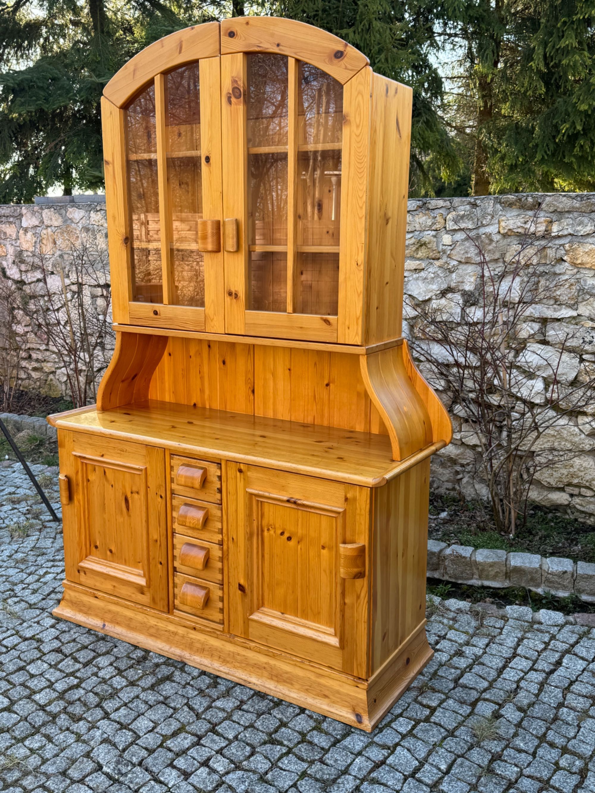 Kredens witryna sosnowa biblioteczka komoda z nadstawką drewniana