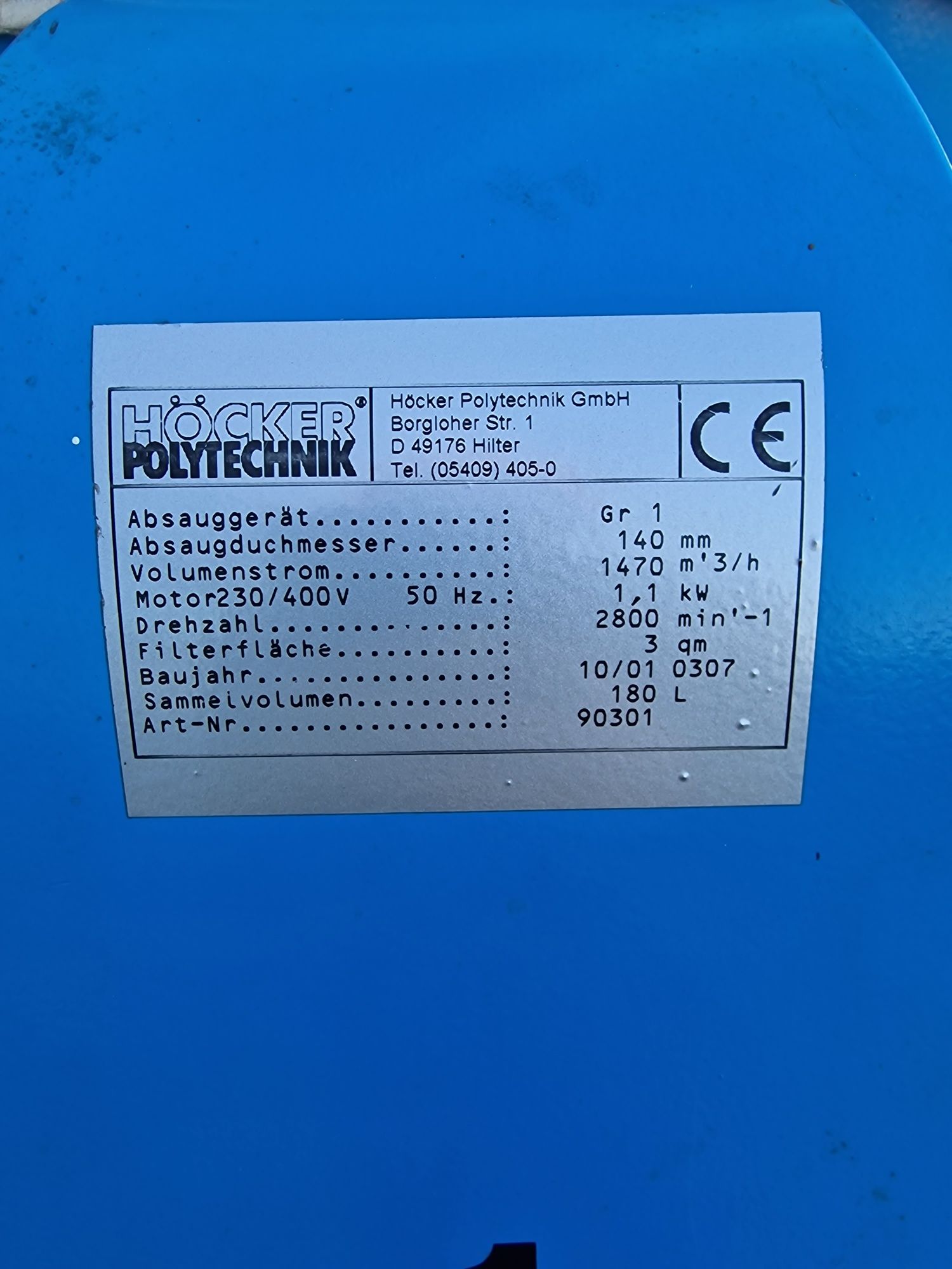 Odciąg do trocin Hocker Polytechnik  Wentylator wyciąg