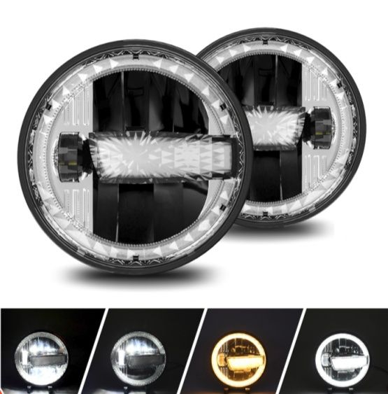 Lampy reflektory LED 7 cali przód  Jeep Wrangler JK JL Homologacja EU