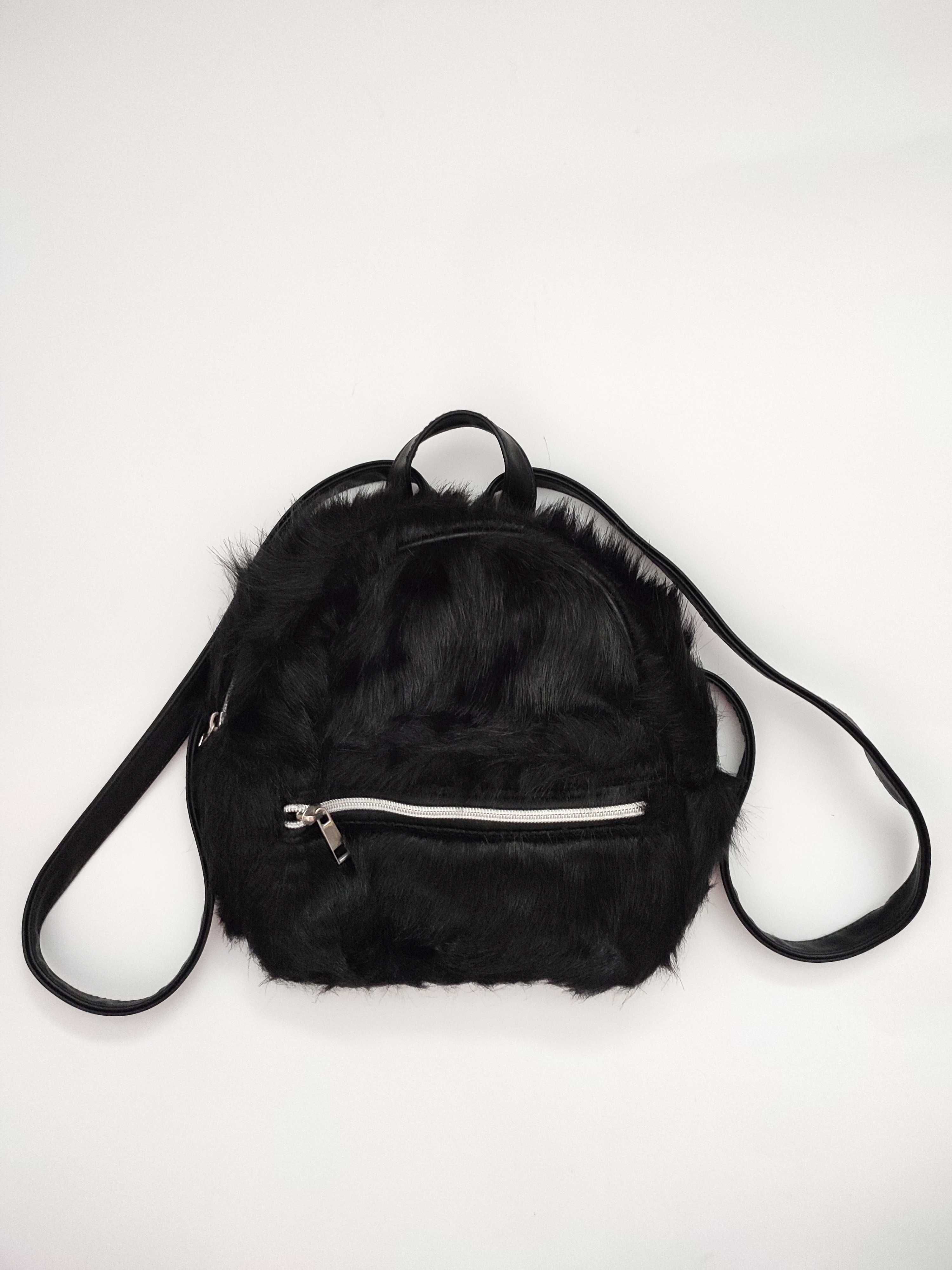 Stradivarius plecak z futerkiem kawaii lolita emo punk gothic metal