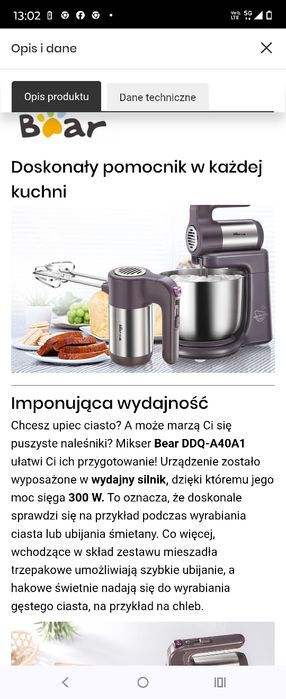 Mikser kulinarny z misą