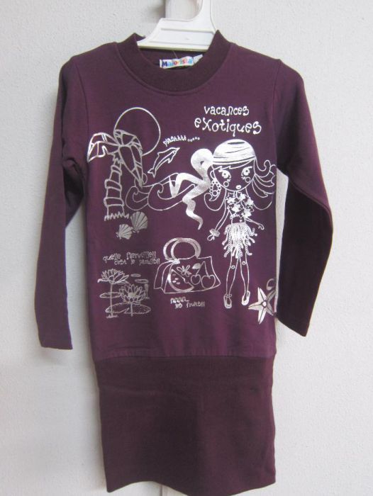 Túnica de menina roxa escura 4, 6 e 8 Anos Vacances Exotiques Maiorist