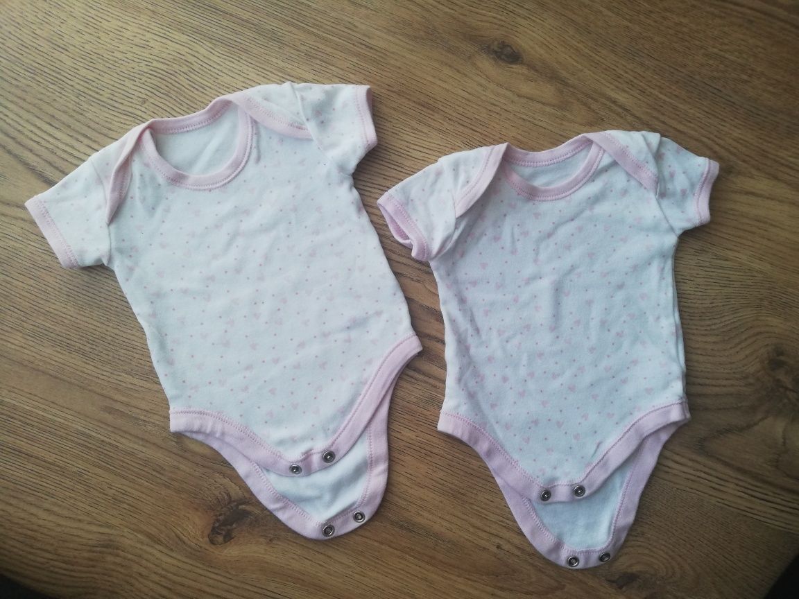 Body dla bliźniaczek jak nowe 2 pary zestaw bodów niemowlęcych dla 0-3