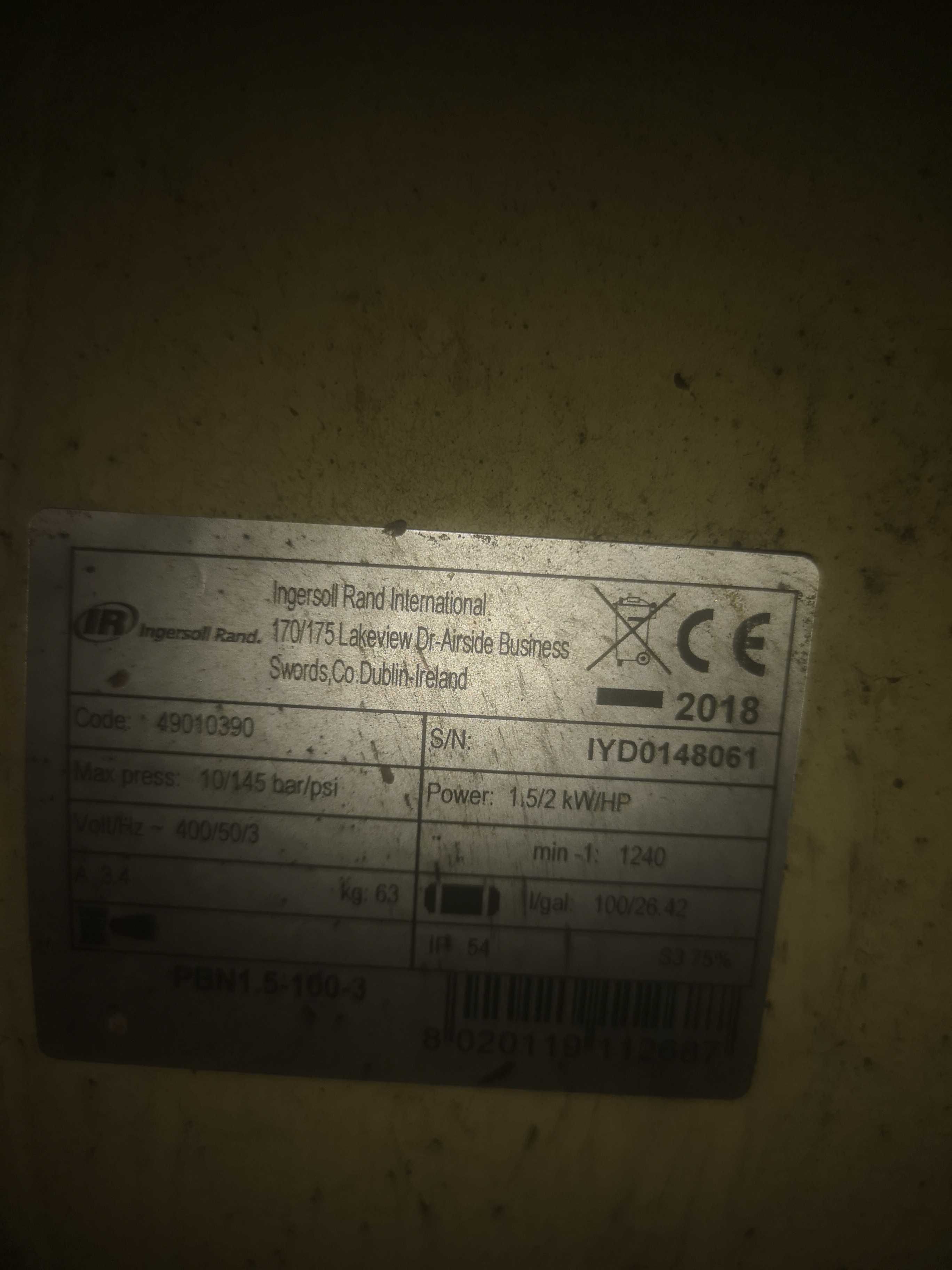 Compressor Ingersoll Rand
INGERSOLL RAND 100L