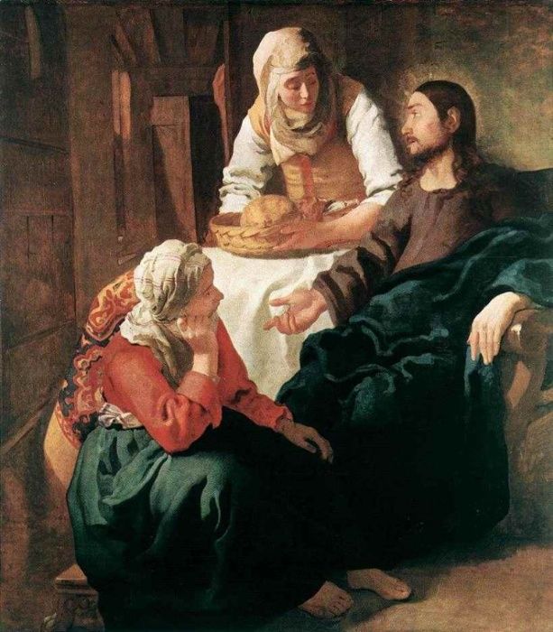 Obraz olejny. Jezus w domu Marii i Marty