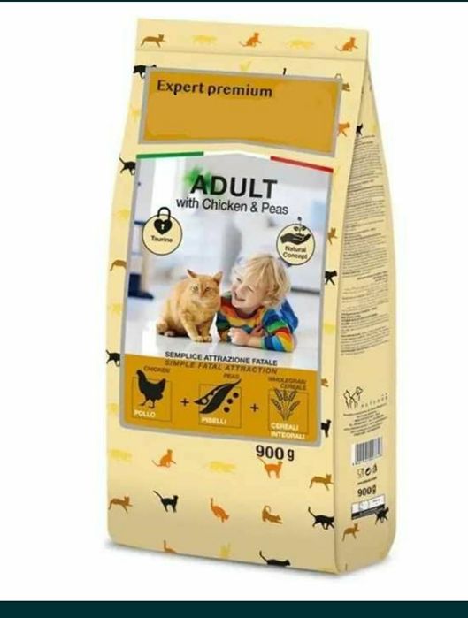 Сухой корм для котят и  котов.Курка ,горох.1.8 кг