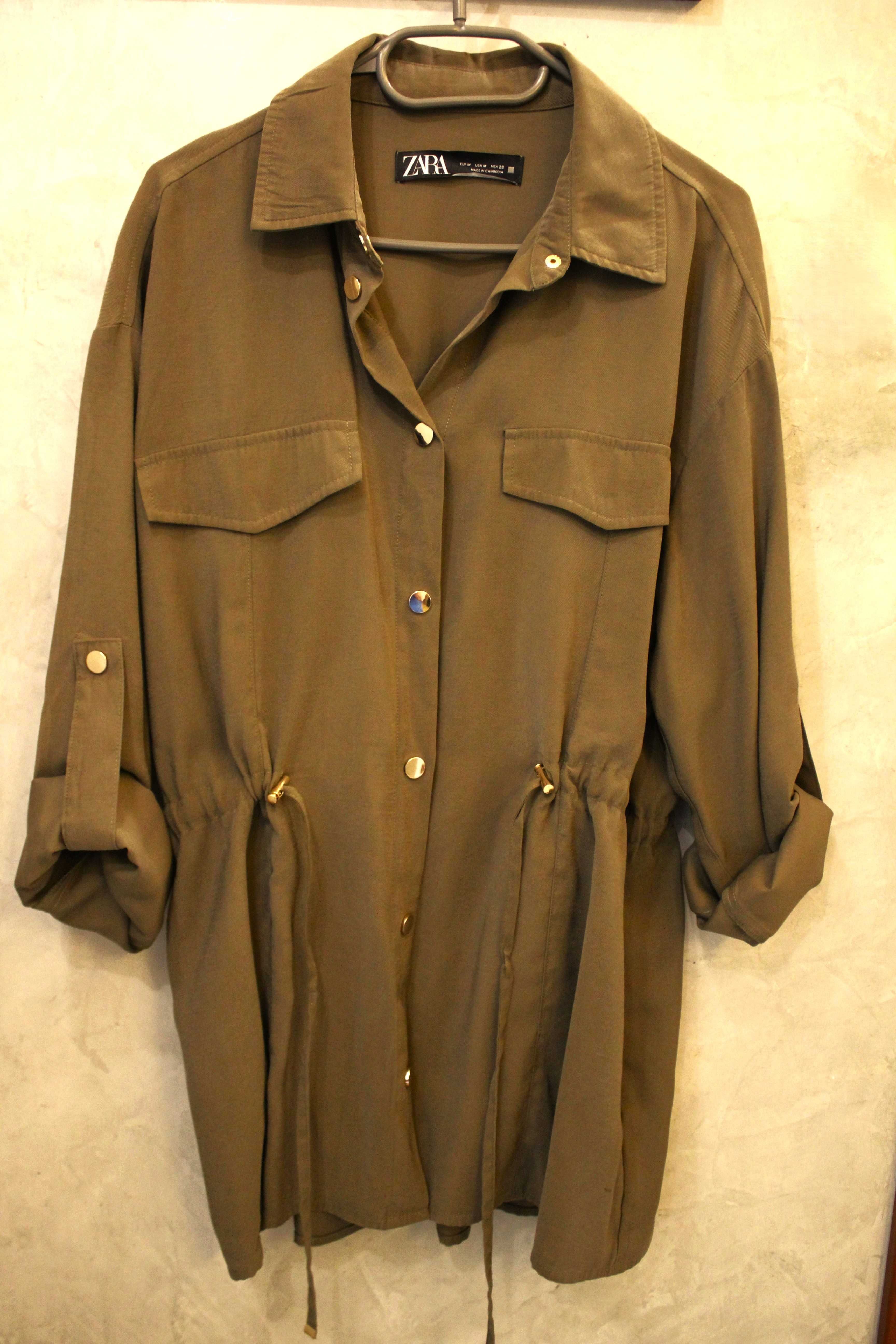 Koszula Safari narzutka Zara r. M khaki wiskoza