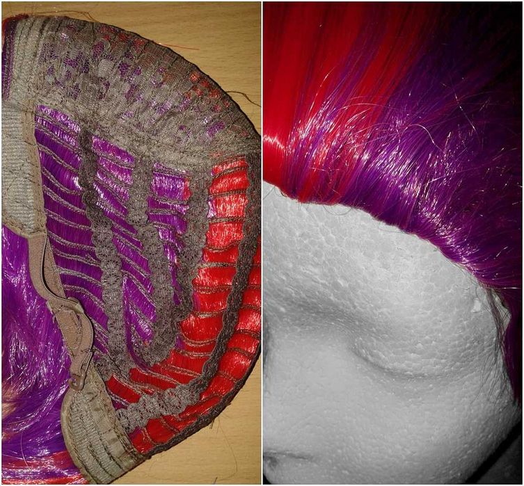 Rock Nanbaka Fioletowa różowa krótka peruka z irokezem cosplay wig