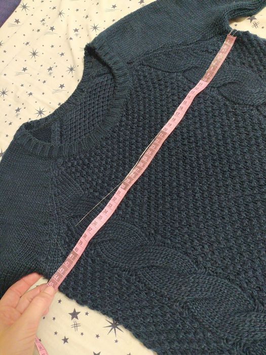 Новый теплый вязаный свитер синий