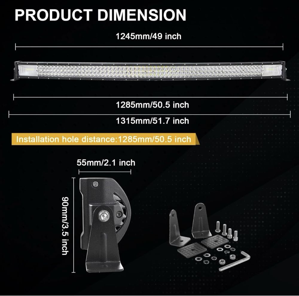 Led bar Auxtings 127cm 648W zakrzywioony