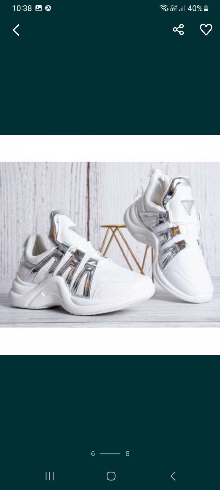 Sneakersy, adidasy białe że srebrnym r 38