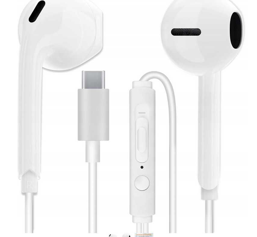 Słuchawki douszne przewodowe MAS CARNEY USB-C z mikrofonem TH6 Białe