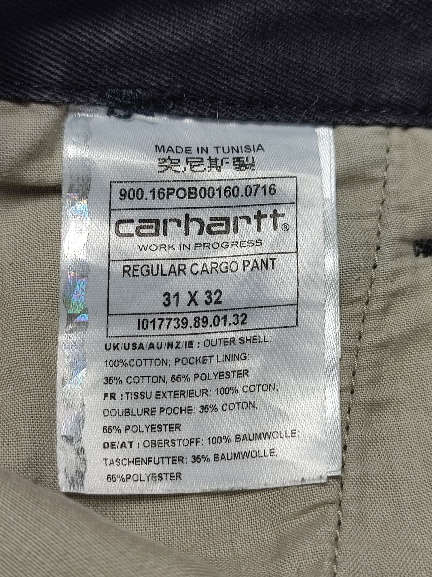 Брюки карго черные Carhartt Regular EUR 31-32 (р.46-48)бу ориг мужские