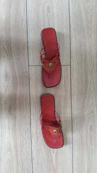 Sandałki ze skóry, kolor czerwony, Firmy AZALEIA, rozmiar 39