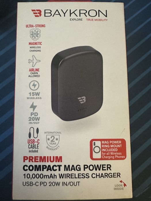 Power Bank Baykron MagSafe 10000 mAh – Carregamento sem fios magnético