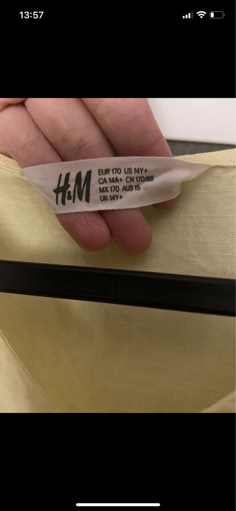 Żółta lniana sukienka h&m