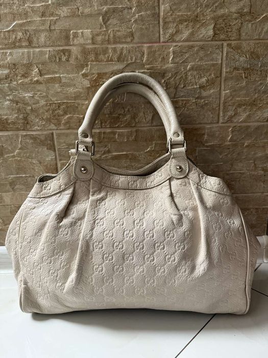 Вінтажна шкіряна сумка-тоут Gucci Sukey Interlocking White,