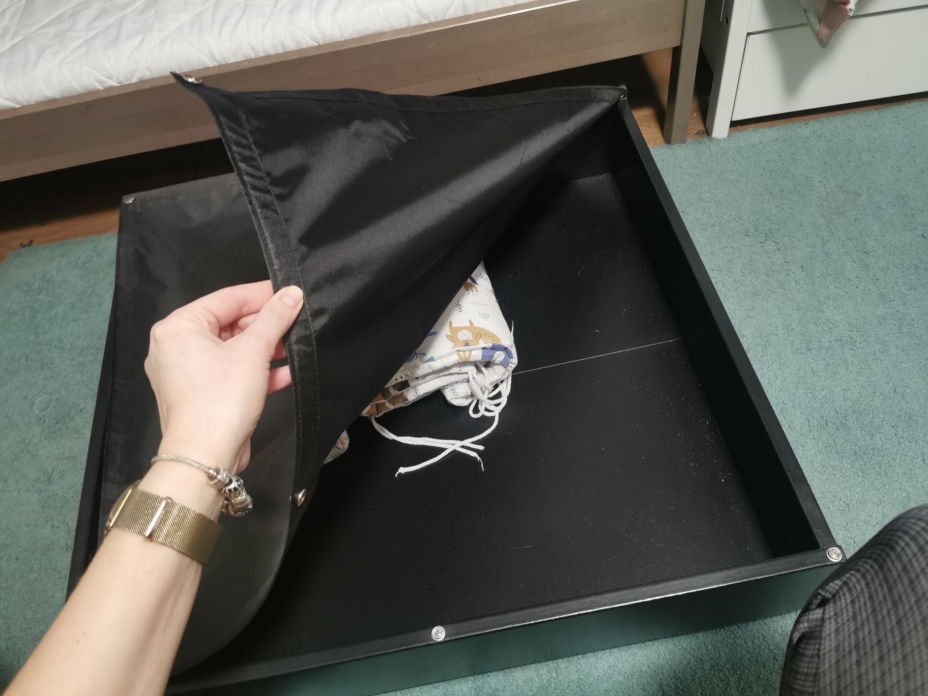 Zestaw łóżeczko ikea sundvik 120x60 cm +  szuflada, barierka i materac