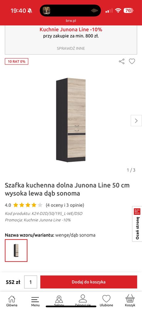 Szafka blac red white junona