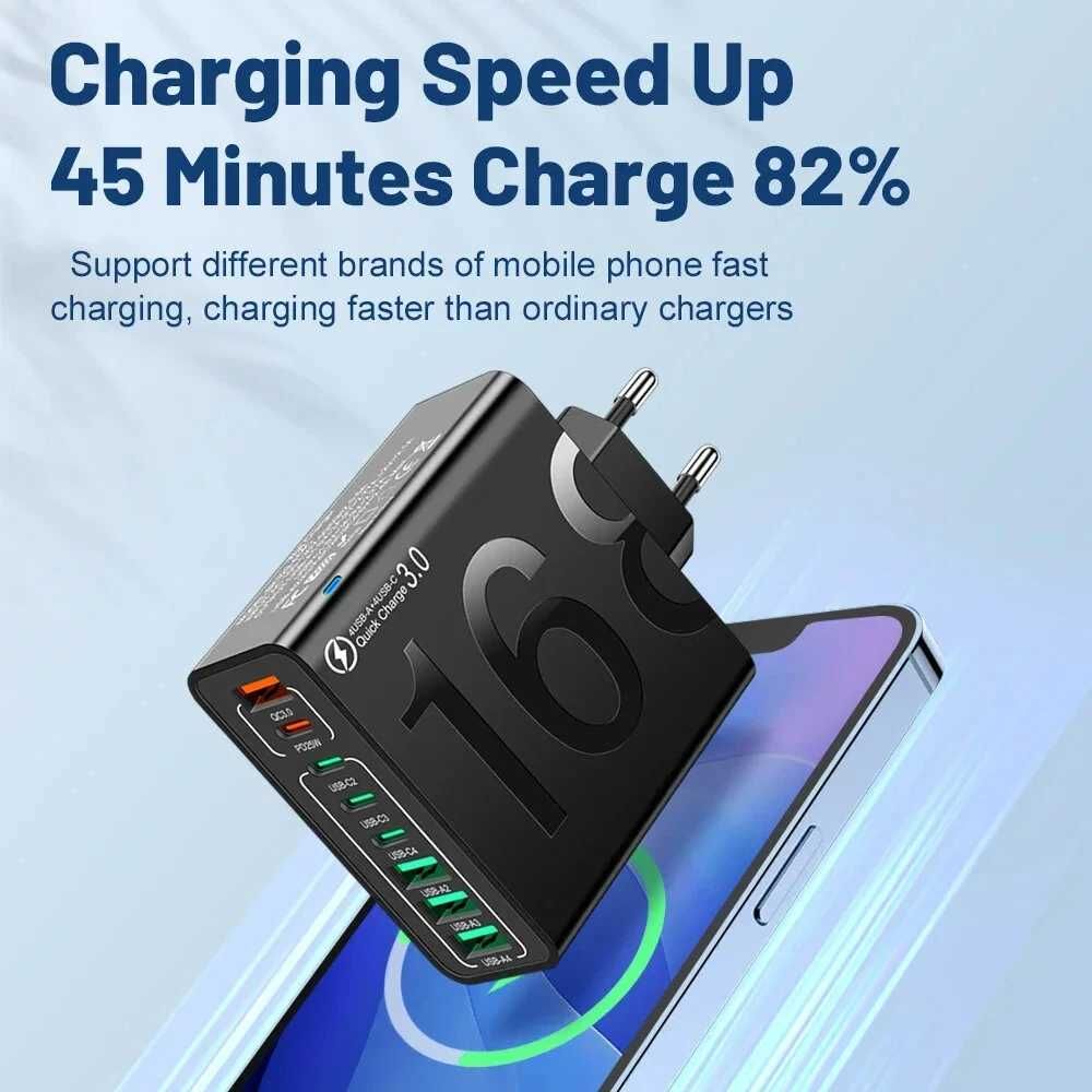 8 portowa ładowarka 4xUSB-A +4xUSB-C