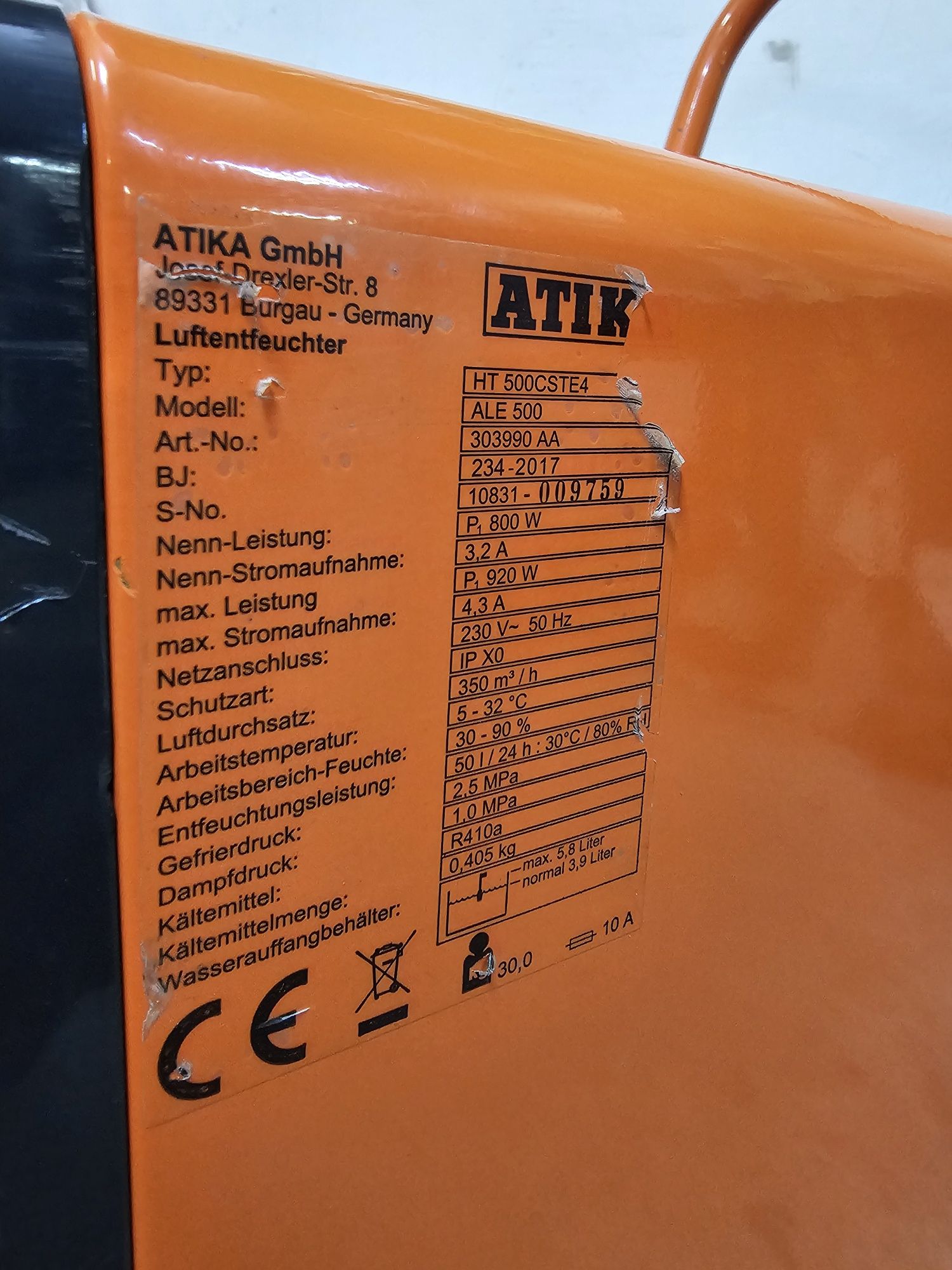 Німецький осушувач повітря/осушитель воздуха Atika ALE500