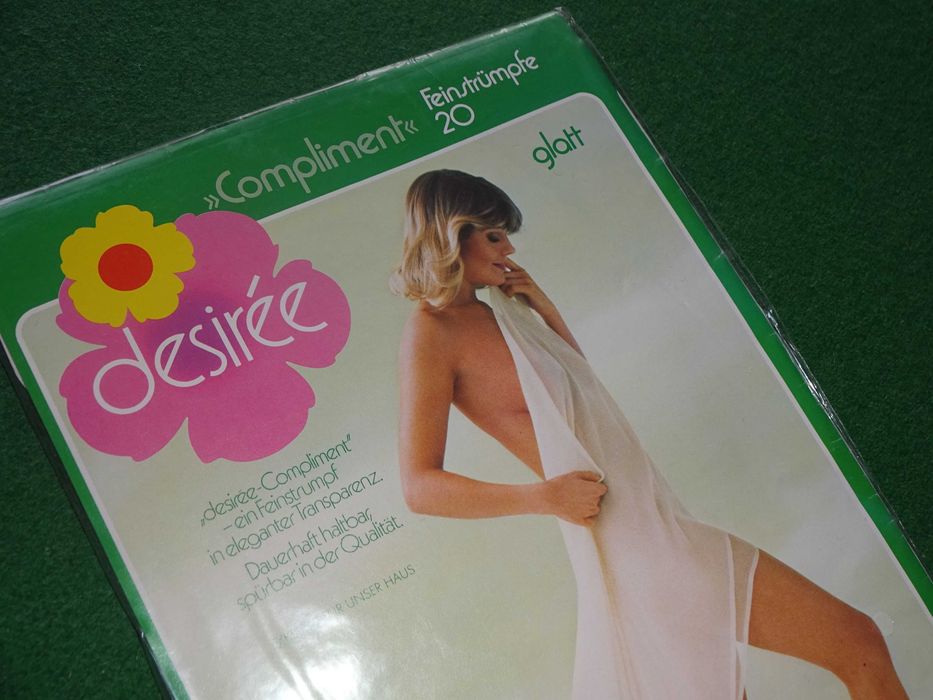 DESIREE Inka nylonowe pończochy brązowe NYLONY unikat vintage r. 10,5