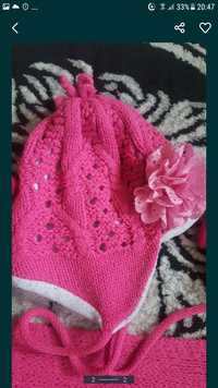 Zestaw różowy  czapka szalik rękawiczki dla dziewczynki 1-2 lat.