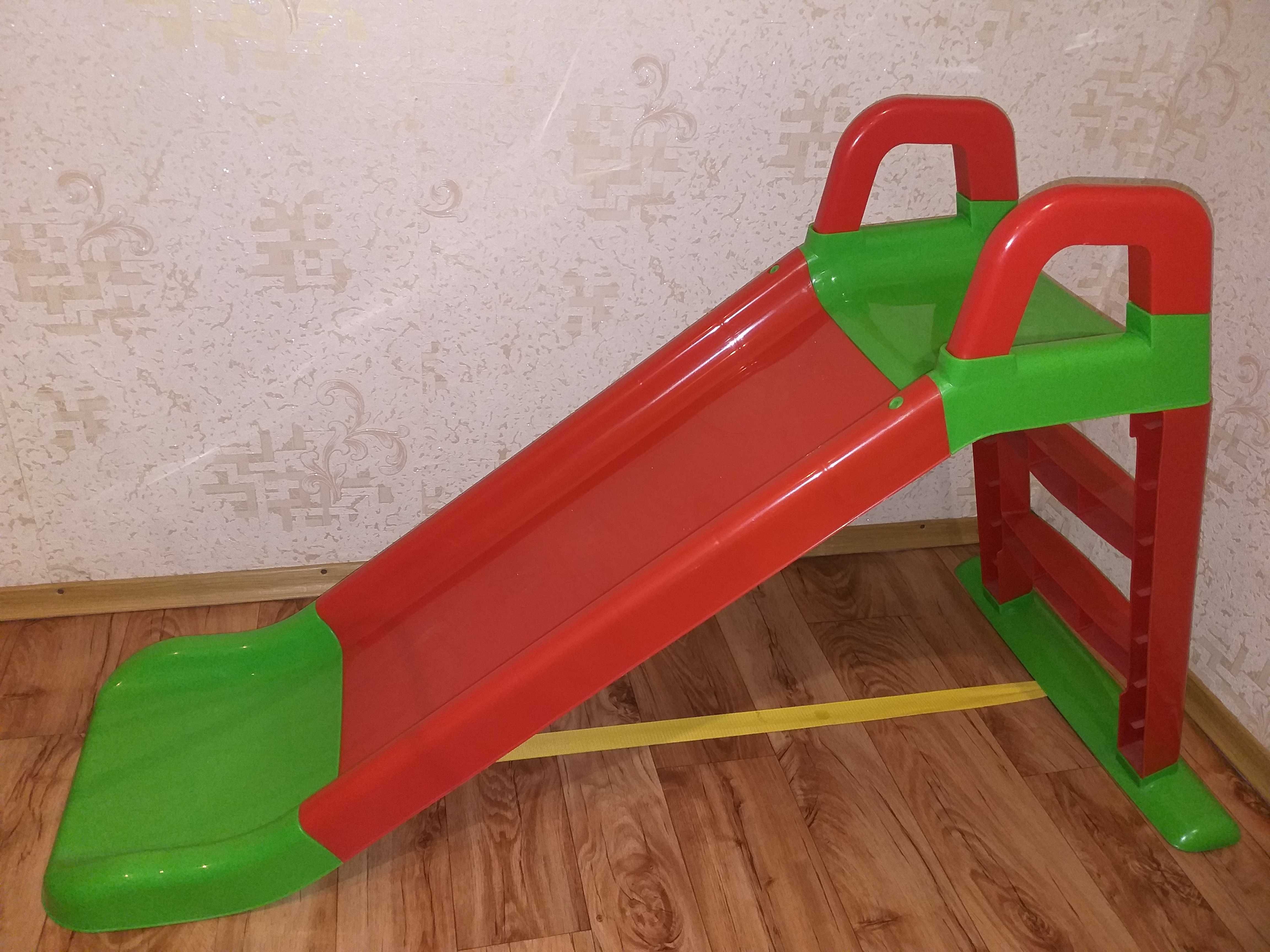 Детская горка для катания дома и дачи 140 см красно-зеленая (Долони)