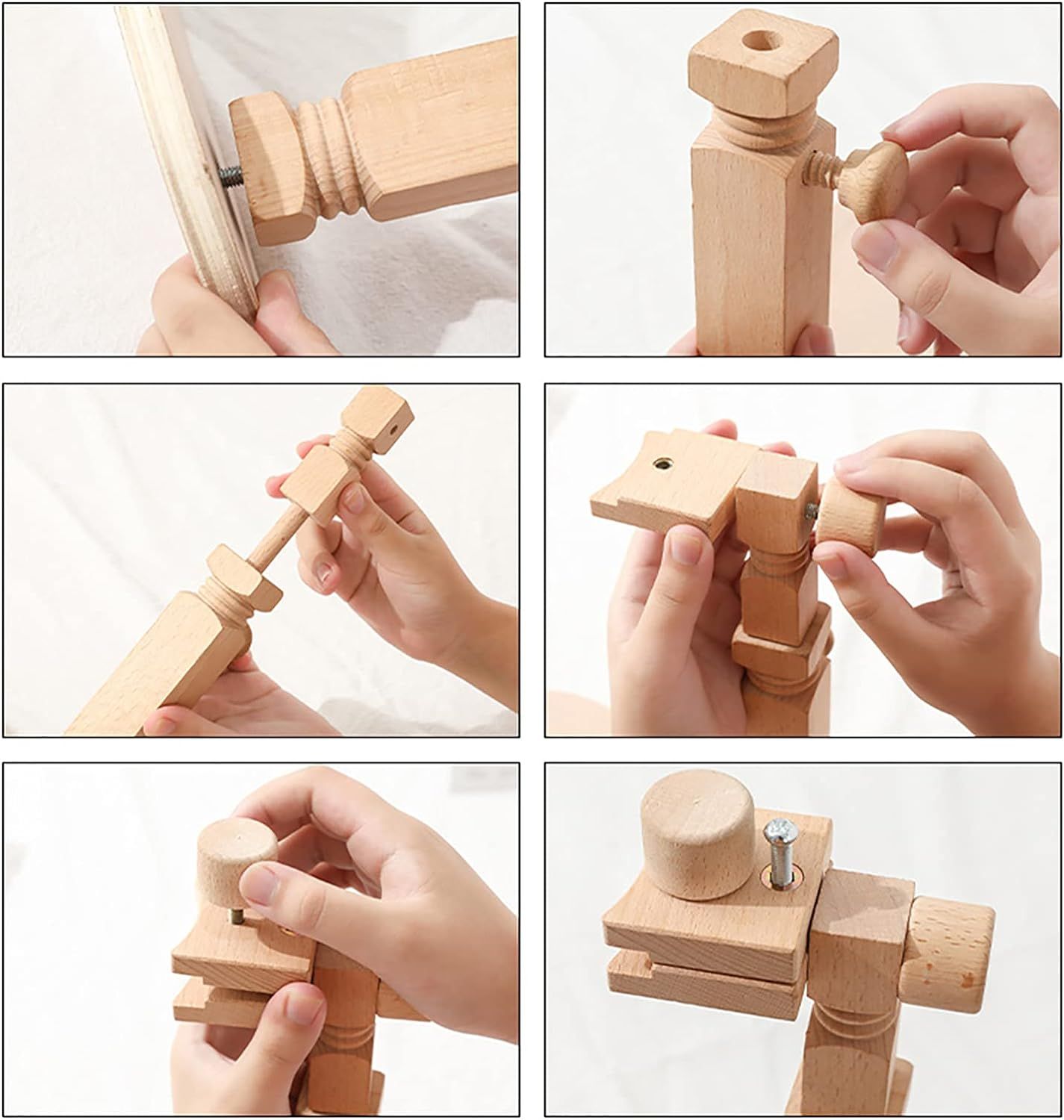 Drewniany stojak do haftowania krzyżowego, 360° regulowany, prezent