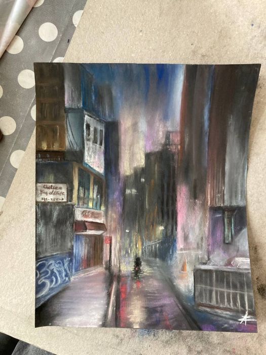 Картина сухая пастель «Night city»